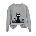 thumbnail image 7 of LangJing Black Cat Halloween Sweatshirts for Women Oversized Long Sleeve Tunic Pullover Fall Tops Spooky Season Sweatshirt Gray,M, 7 of 7