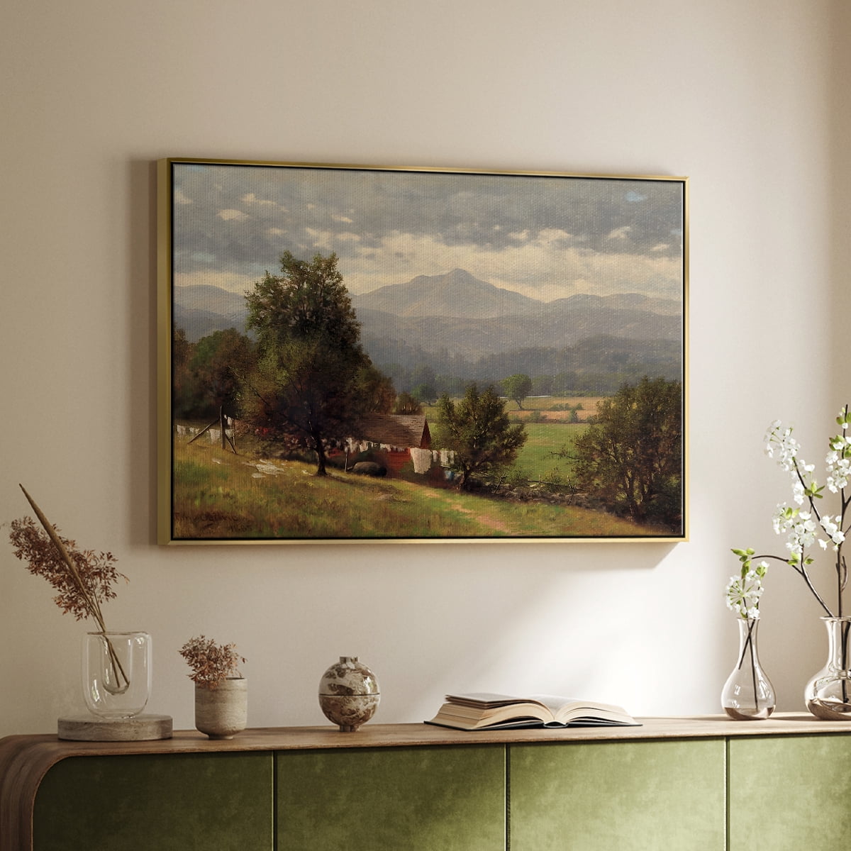 Vintage Landscape-CCLXIII By Wexford Home Framed in Gold Wood Gallery Wrapped Canvas 25 in. x 37 in.
