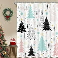 thumbnail image 2 of FRAMICS Christmas Shower Curtain Sets with Rugs, 16 Pcs Xmas Tree Bathroom Sets, Waterproof Fabric Bathroom Curtain for Home Holiday Decor with Hooks, 2 of 8