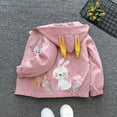thumbnail image 4 of GYRATEDREAM Toddler Baby Girls Hooded Jacket Kids Rabbit Ears Coat Lightweight Windbreaker Children Fashion Zip up Cartoon Outerwear with Pockets for 12 Months-7 Years Pink, 4 of 8