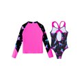 thumbnail image 4 of TiaoBug Kids Girls Printed Swimwear Long Sleeve Rash Guard Swim Top with One Piece Swimsuit Set Night Pegasus 14, 4 of 7