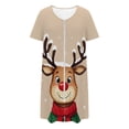 thumbnail image 5 of HOMBOM Womens Nightgowns with Pockets Short Sleeve MooMoo Loose Zipper Front Xmas Knee Length Christmas Pajamas for Women, 5 of 8