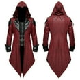 thumbnail image 2 of Herrnalise Men's Medieval Dress Solid Retro Jacket Cardigan Men's Coat Splice Coat Red, 2 of 9