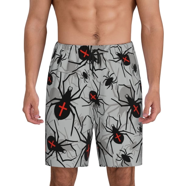 Fotbe Spiders Pantalones Cortos de Pijama para Hombre, Ropa de Dormir, Pantalones de Pijama Cortos para Hombre-X-Large