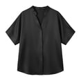 thumbnail image 4 of Cnbwig Womens Tops Plus Size Casual Button Down Shirt Soft Loose Fit Blouse V Neck Short Sleeve Top Elegant Shirts for Everyday Wear, 4 of 5