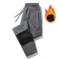 thumbnail image 4 of Mens Wide Leg Sweatpants Fleece Drawstring Elastic Waist Joggers with Zip Pockets Warm Winter Solid Color Workout Casual Lounge Pants, 4 of 5