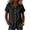 Black #001, variant on Womens 2026 Summer Cotton Linen Blouse Peter Pan Collar Half Sleeve Puff Cuff Button Down Casual Work Shirt L