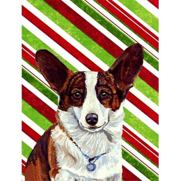 11 x 15 in. Corgi Candy Cane Holiday Christmas Garden Size Flag