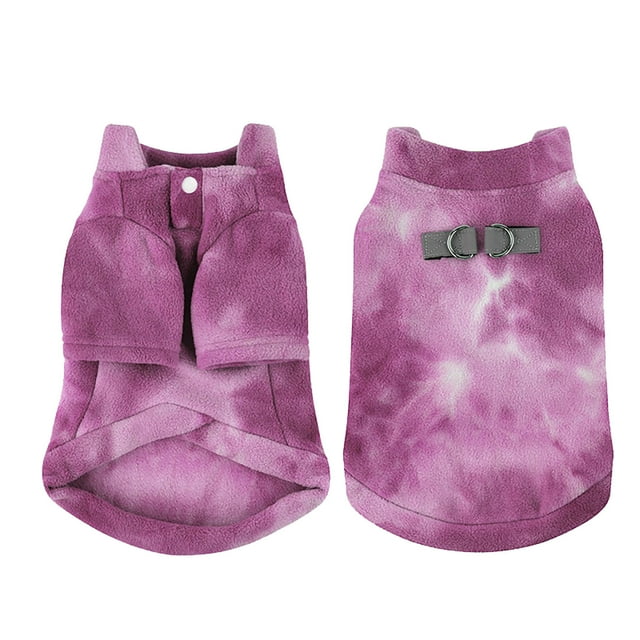 Tie Dye Dog Sweater Reflective Winter Coat Soft Turtleneck Pet Vest Warm Puppy Jacket With D Ring Leash For Small Dogs