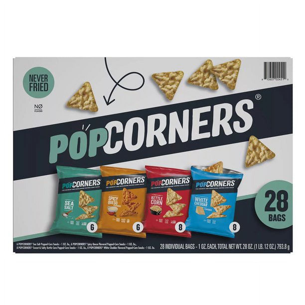 PopCorners Bulk Variety Pack (28 ct.) - (6 ct. Sea Salt, 6 ct. Spicy Quesd, 8 ct. Kettle Corn, 8 ct. White Cheddar)