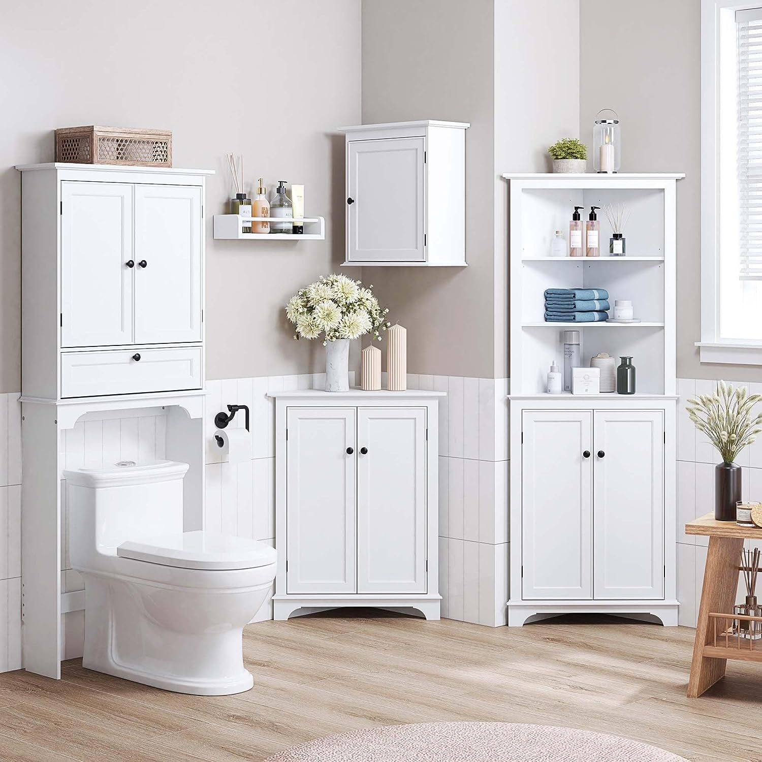 Spirich Wall Mounted Bathroom Cabinet with Adjustable Shelves and Magnetic Door Knob, White