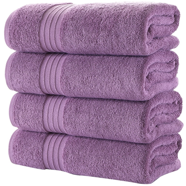Cotton Paradise Bath Towels, 100% Turkish Cotton 27x54 inch 4 Piece Bath  Towel Sets for Bathroom, Soft Absorbent Towels Clearance Bathroom Set,  Purple