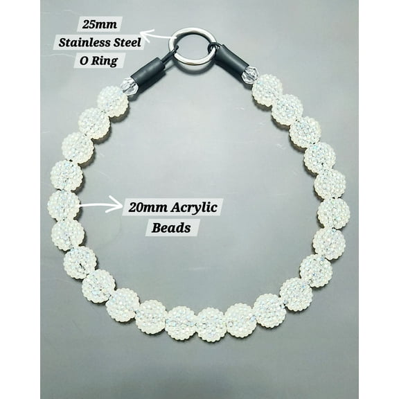 Big Dog Collar, Beaded, Fashion Dog Collar, White, Large, 21-25 inches, 1 Piece