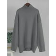 thumbnail image 2 of Women'S Sweater Thick Long Sleeve Knit Pullover High-Low Hem Fashion Autumn and Winter Basic Pullover Top Grey M, 2 of 8