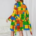 thumbnail image 2 of Brick Art Night Robe Long Sleeve V Neck Robe With Belt Women's Sleepwear Dresses, 2 of 9