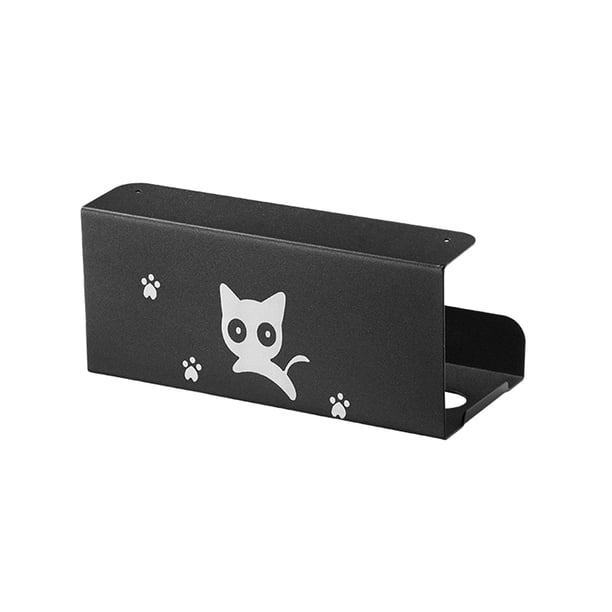Estante para papel de gabinete moderno, decorativo, duradero, sin perforaciones, dispensador de pañuelos Gato negro