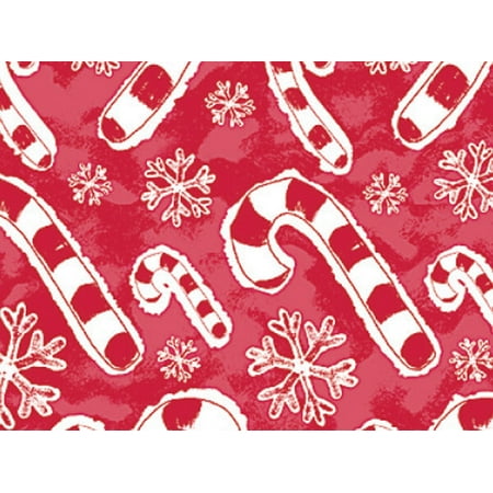 Pack of 1, Flakes & Candy Canes 30" x 833' Gift Wrap Full Ream Roll for Holiday, Party, Kids' Birthday & Special Occasion Packaging