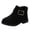 Black, variant on Y-Sunset Girls Ankle Boots Side Zipper Low Heel Combat Boots Anti- Dress Shoes Warm Suede Winter Shoes with Buckles
