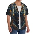 thumbnail image 2 of Sikiie Forest Meditating Tiger Men's Wrinkle Free Untucked Cuban Shirt Business Casual Button Down Shirts Short Sleeve ShirtX-Large, 2 of 5