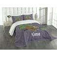 thumbnail image 3 of Ambesonne Sloth Quilted Bedspread Set 3 Pcs, Sleeping Time Wording Cartoon, Queen Size, Plum Brown Green, 3 of 5
