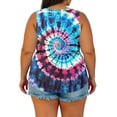 thumbnail image 5 of Women Plus Size Sleeveless V-Neck Tie Dye Tank Top, Loose Flowy Curved Hem Casual Summer Blouse, 5 of 7