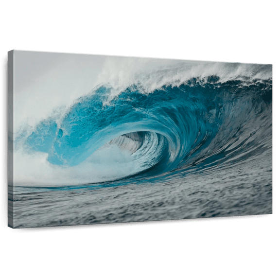Elephant Stock Violent Blue Wave Wall Art - Horizontal Canvas Wall Art - Living Room Wall Decor - Beach Canvas - Gray And Teal Decor - 12" x 8"