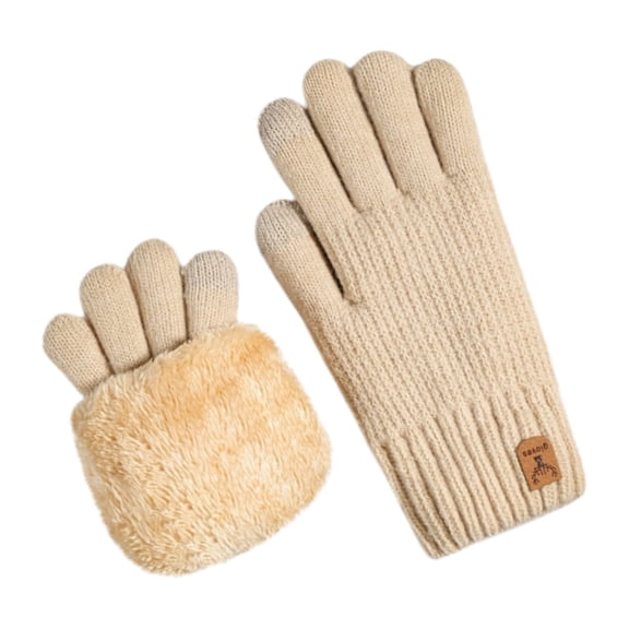 Ageoie Winter Gloves for Women Touch Screen Elastic Thermal Knit Lining Warm Gloves for Cold Weather Skiing Outdoor, 1 Pack, Beige