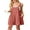 03-Rust Red, variant on Women's Rompers summer sleeveless short Jumpsuits Button adjustment with pocket Dark Green Pane S