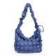thumbnail image 1 of 6922-1 Hilo bordar acolchado Nube plisada Gran capacidad Abajo Bandolera ligera Ropa algodón Bolso mujer (azul oscuro) Azul zafiro, 1 of 9