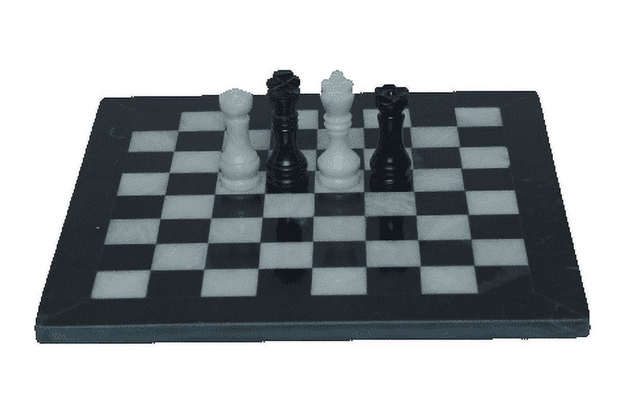 JT Handmade Black and White Full Marble Chess Game Set- Original Marble Chess – Non Wooden Metal – Non Magnetic – Non Backgammon