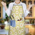 thumbnail image 6 of Beige Daisy Flower White Blooms Pattern Apron-Garden Aprons for Women with Pockets-Cotton Linen Waterproof Kitchen Cooking Gardening Aprons Adjustable for Kitchen,Cooking,BBQ and Salon 33x27 Inch, 6 of 6