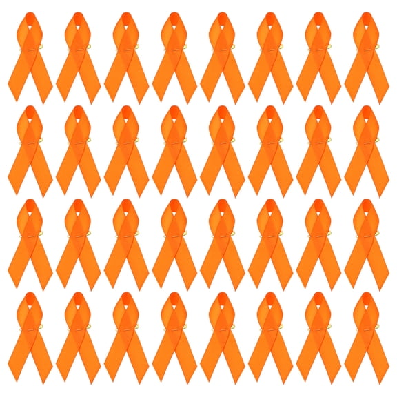 Uxcell 50 Pieces Orange Polyester Ribbon Satin Pins, Awareness Ribbon Satin with Safety Pins