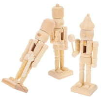 WHAMVOX  3 Pcs Nutcracker Wooden Holiday Nutcrackers Statue Unpainted Christmas Figures Child