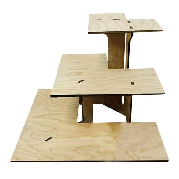 OULII 1Set Beige Wooden Corner Display Rack Portable Detachable Retail Table Stand