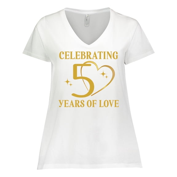 Inktastic 50th Wedding Anniversary 50 Years Women's Plus Size V-Neck T-Shirt