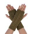 thumbnail image 1 of Gants Tricotés Sans Doigts Unisexes Marron, 1 of 6