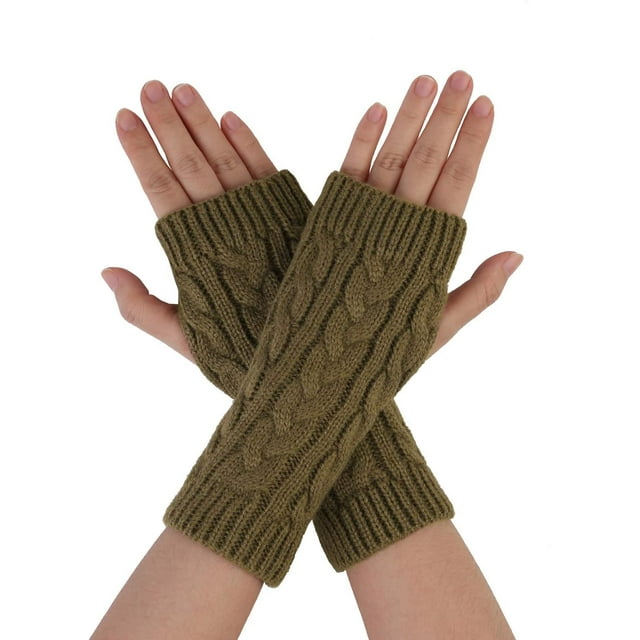 Gants Tricotés Sans Doigts Unisexes Marron