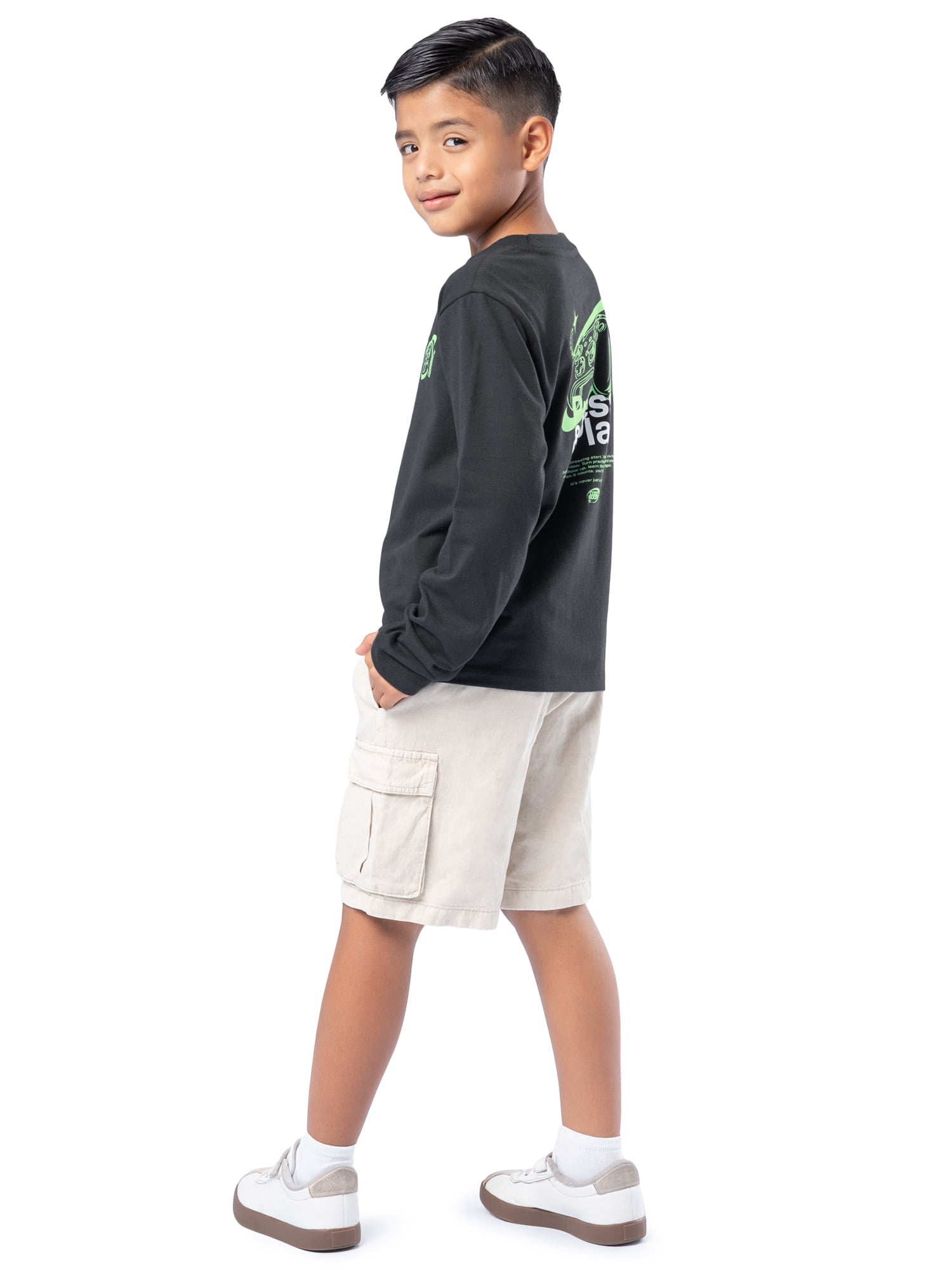 Wonder Nation Boy's Long Sleeve Elevated Graphic T-Shirt, Sizes 4-18 & Husky