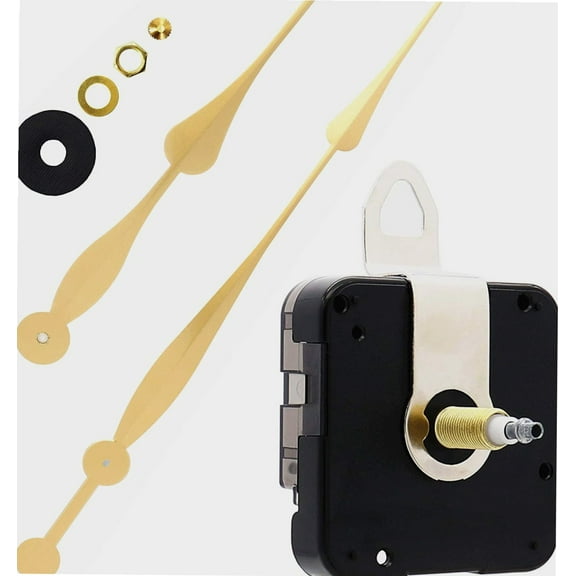 High Torque Long Shaft Clock Movement Mechanism with 12 Inch Long Spade Hands Total Shaft Length 1-3/32 inches(Gold Hands)