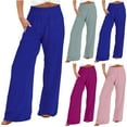thumbnail image 6 of Lovskoo 2024 Summer Pants for Women Cotton Linen Pants Solid Color Loose Wide Leg Pants High Waist Straight Leg Pants Casual Pants Hot Pink L, 6 of 6