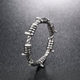 thumbnail image 4 of Mens Stainless Steel Ring Silver Vintage Barbed Wire Ring Unisex Gothic Style Size 7-11, 4 of 4