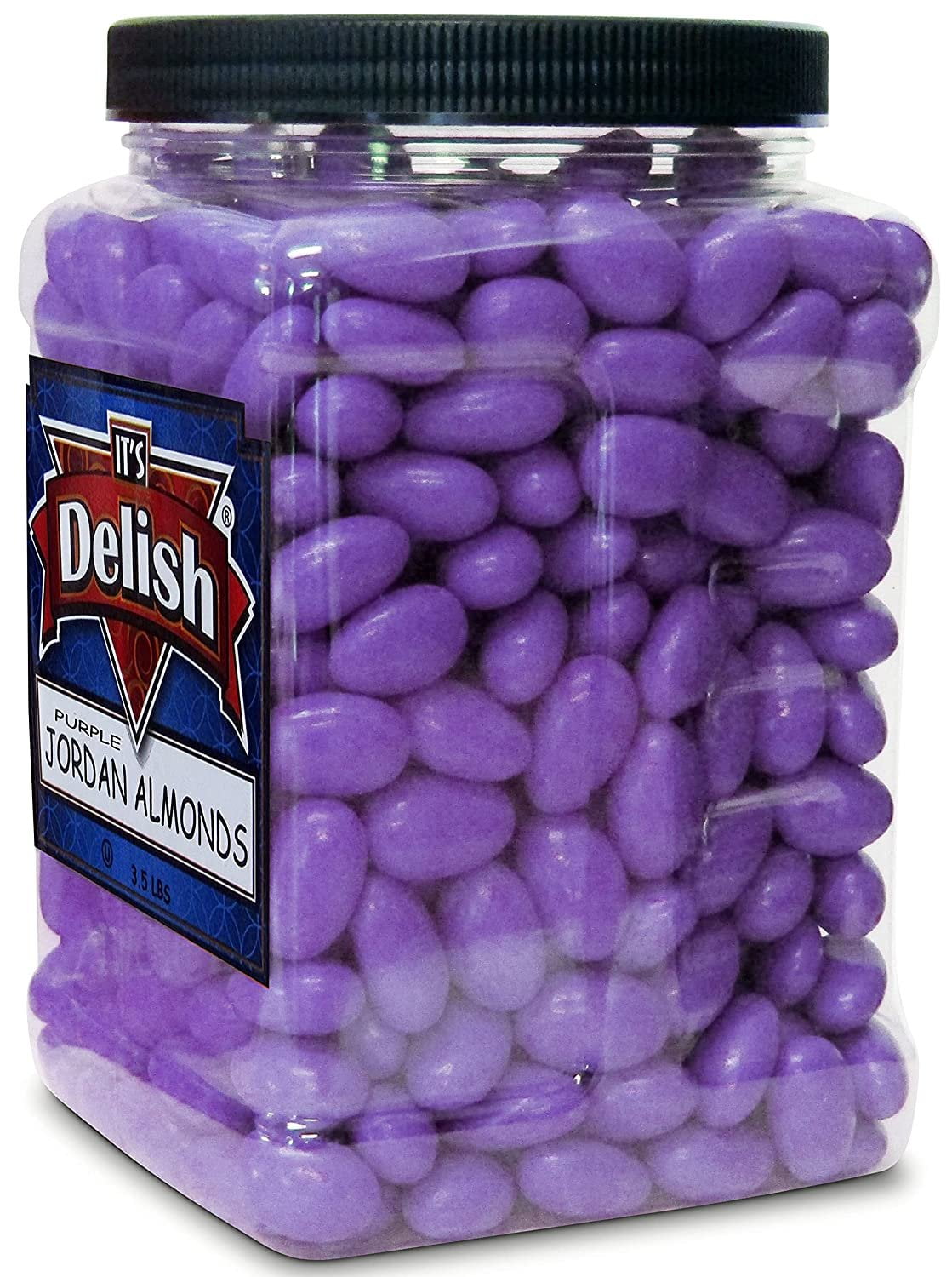 Purple Jordan Almonds by Its Delish, 3.5 lbs Jumbo Container  Bulk Candied Almond Nut with Sweet Hard Candy Coating - Weddings Bridal Showers Baby Girl Theme Party Favors - USA Made, Vegan & Kosher