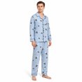 thumbnail image 5 of Akmaiox Mens Pajamas Set Cotton 2 Piece Long Sleeve Lapel Button Down Shirt Elastic Waist Pants Casual Loose Lounge Sleepwear Sets, 5 of 5