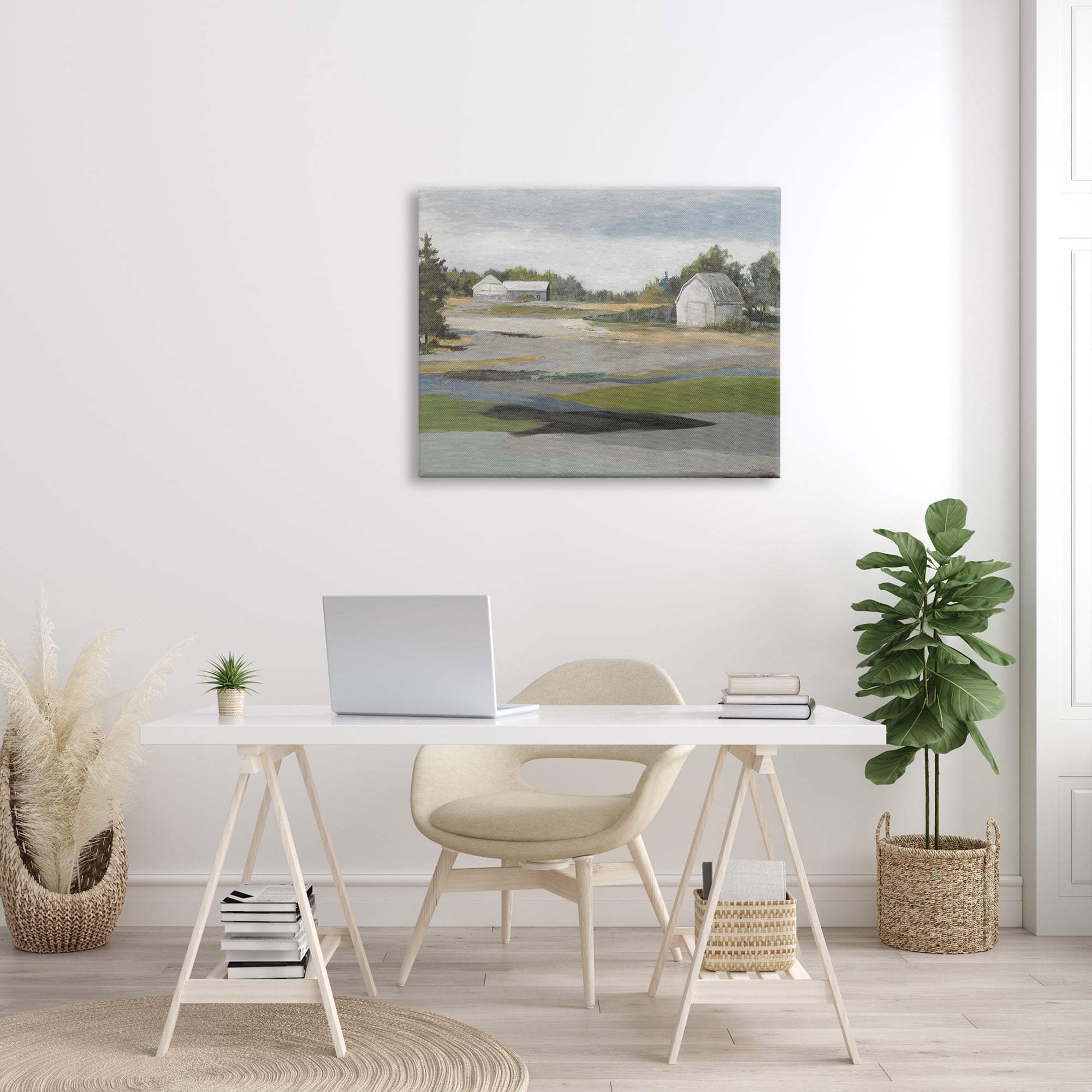 Stupell Industries Rural Farmland Vast Country Barn Agricultural Field Painting Gallery Wrapped Canvas Print Wall Art, Design by Liz Jardine