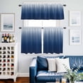 thumbnail image 2 of Navy Blue Ombre Kitchen Curtains Sets for Windows 24 Inch Length, Modern Abstract Art Gradient Aesthetics Rod Pocket Window Treatments Tier Curtains and Valances Set for Bedroom/Bathroom, 2 of 8