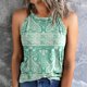thumbnail image 2 of Playeras,Blusas y Tops,Ropa para Mujer Las mujeres camisetas sin mangas Mujer Vintage Estampado Slim Fit O Cuello Camiseta Top Chalecos Blusa sin mangas (Green, L), 2 of 4