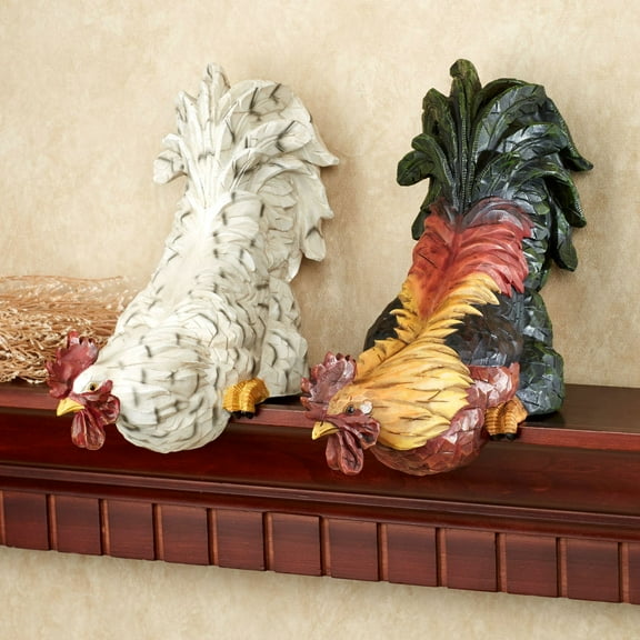 Content Rooster Shelf Sitter Set Multi Earth Set of Two 2