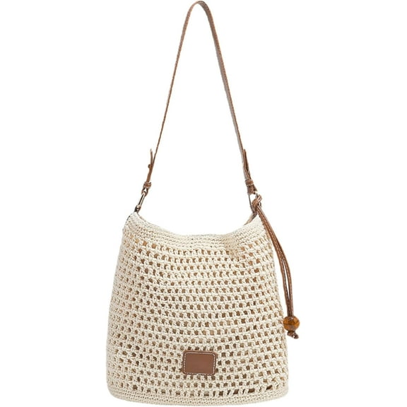 Crochet Bag for Women Macrame Purse Handwoven Boho Shoulder Bag Lightweight Summer Beach Purse for Beach, Travel, Casual Daily Use