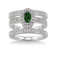 thumbnail image 1 of 2 Carat Emerald & Diamond Trio set Halo Ring on 10k White Gold, 1 of 2