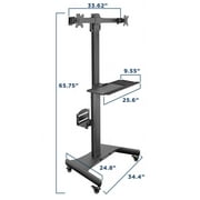 Mount-It! Mobile PC Workstation for Dual Monitors | Fits 13-32 Monitors | Adjustable